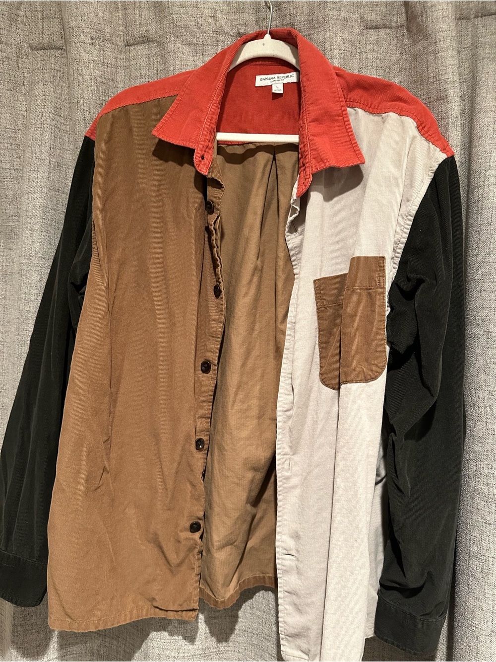 Banana Republic Colorblock Corduroy Shirt Jacket in Red, Brown, Green, Cream
